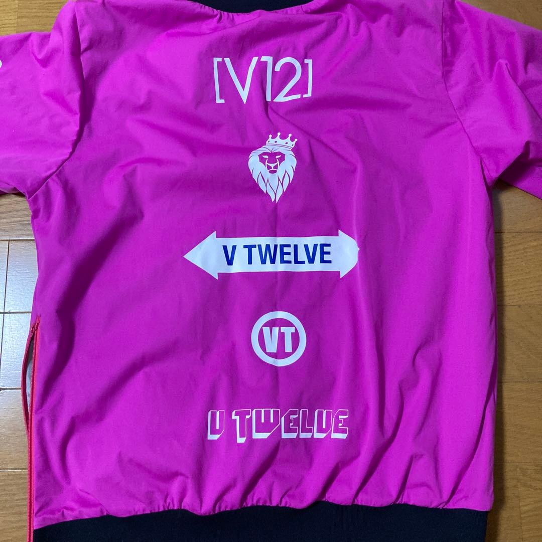 V12 ロゴプリント ピンク長袖シャツ