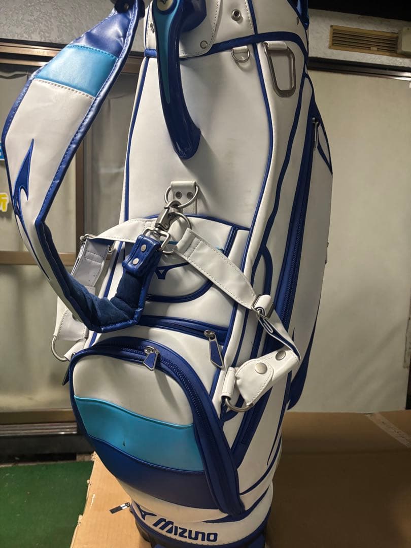 Mizuno ツアーモデルゴルフキャディバッグ ホワイト/ブルー