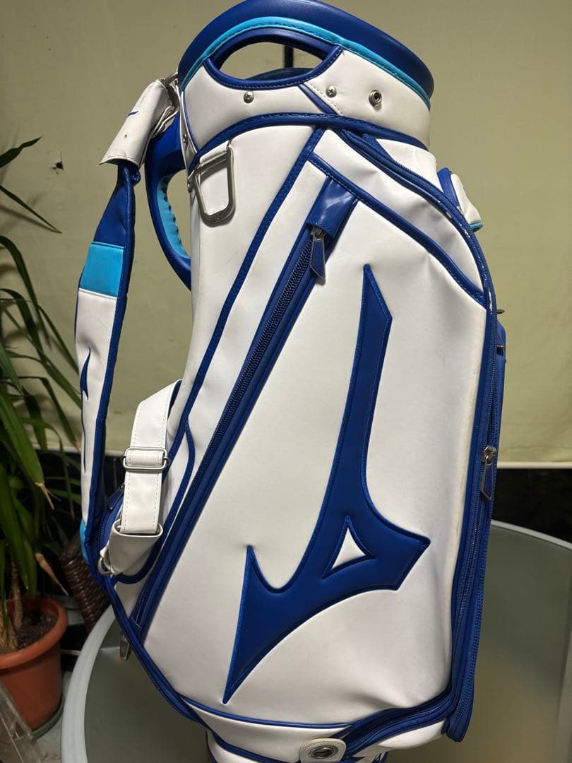 Mizuno ツアーモデルゴルフキャディバッグ ホワイト/ブルー