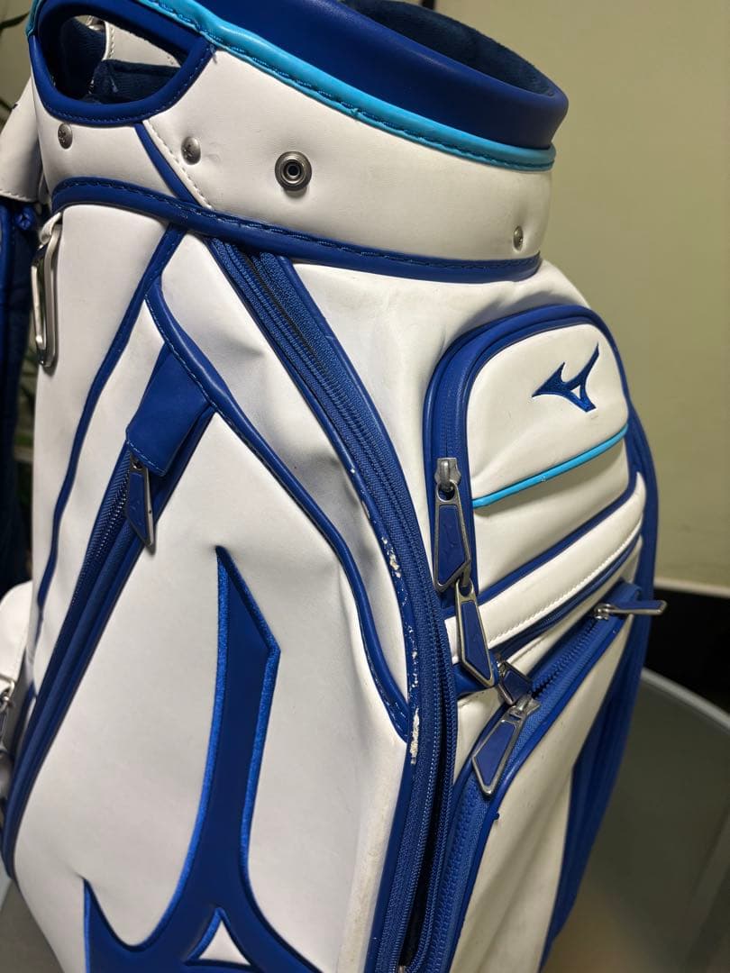 Mizuno ツアーモデルゴルフキャディバッグ ホワイト/ブルー