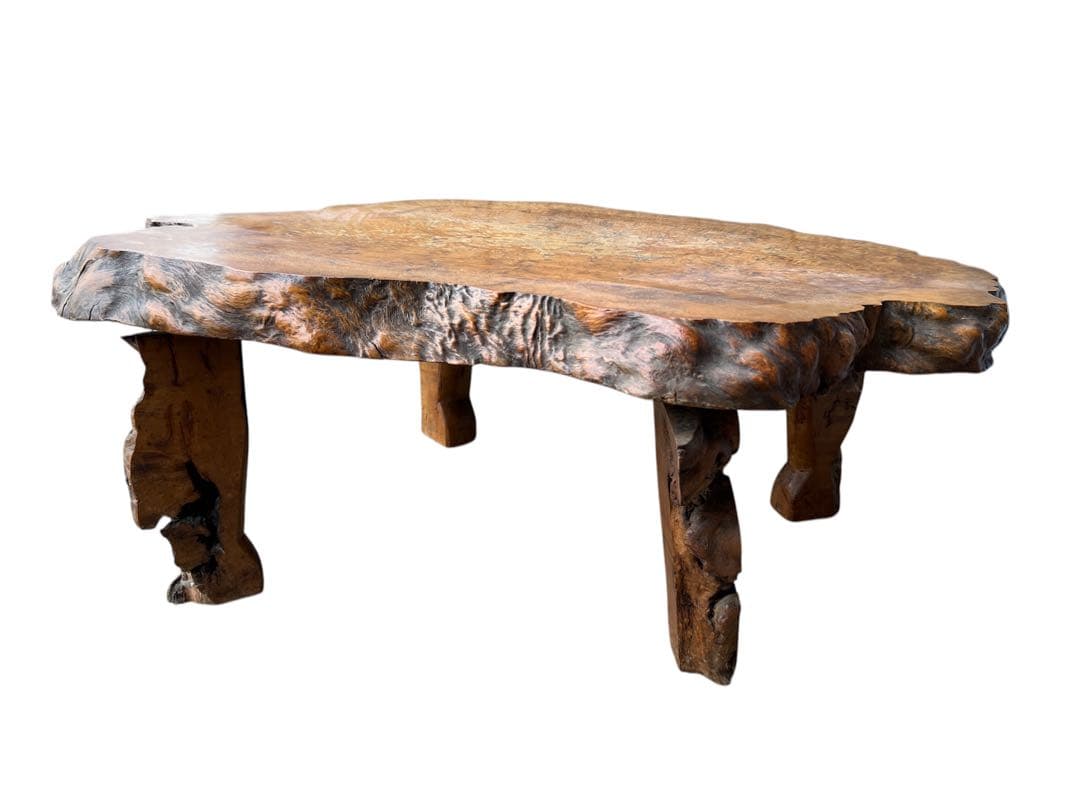 昭和52年物 天然木 玉杢 瘤杢 たまもく こぶもく 座卓 ローテーブル 和室