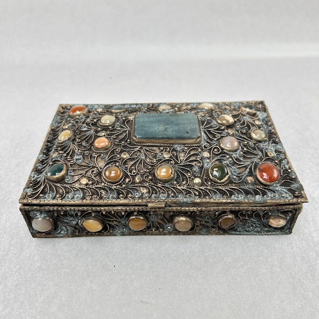 A019希少骨董外国製宝箱アンティーク高4cm幅15cm奥行10㎝現状品のみ