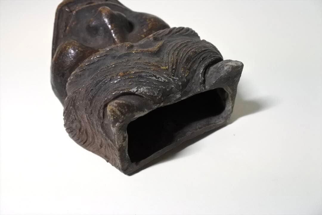 アンティーク　鬼面　掛花生　陶磁器 a