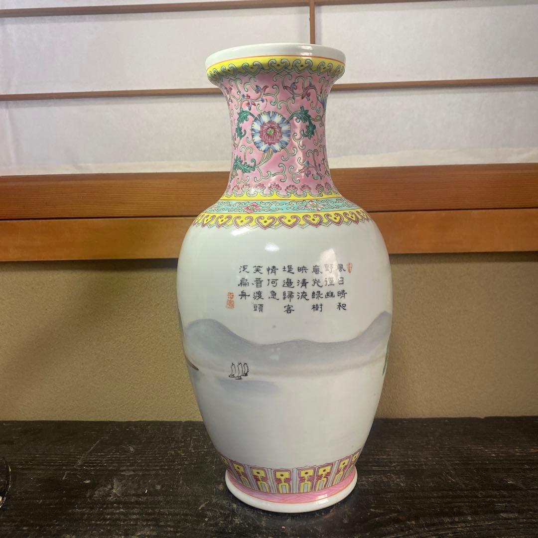 中国古玩色絵花瓶36cm20cm