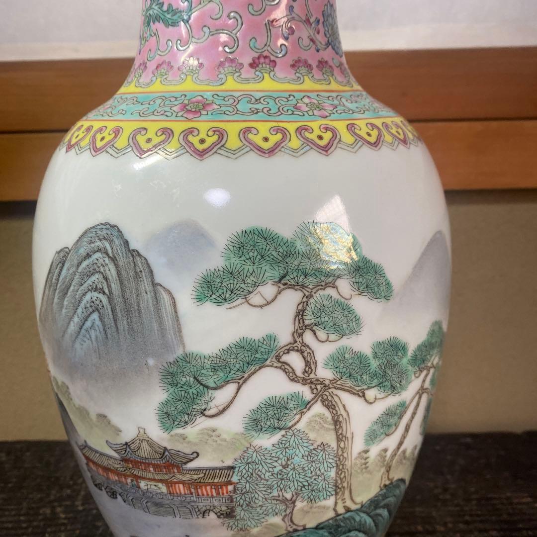 中国古玩色絵花瓶36cm20cm