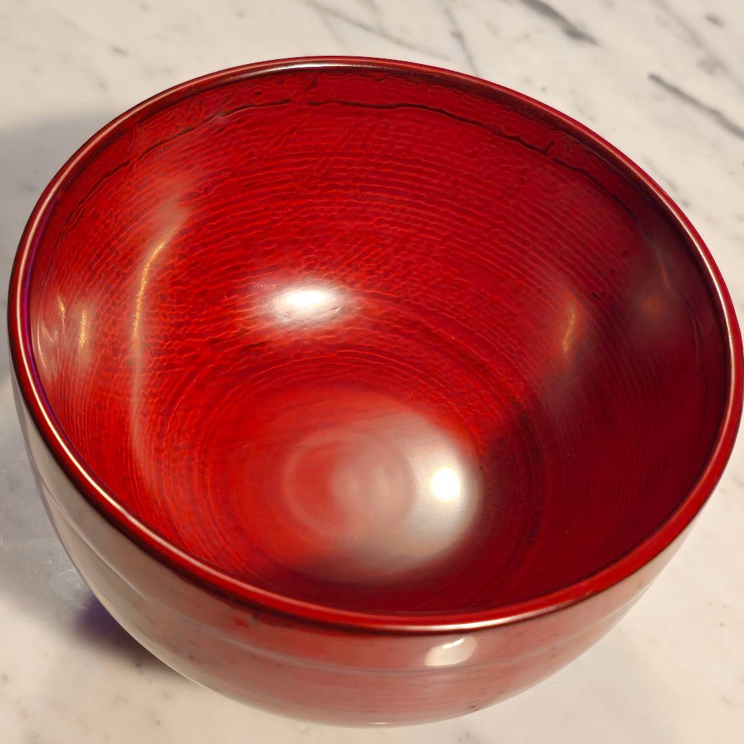 輪島塗 角偉三郎 最晩年作 朱 合鹿椀 六ツ星銘 真作保証