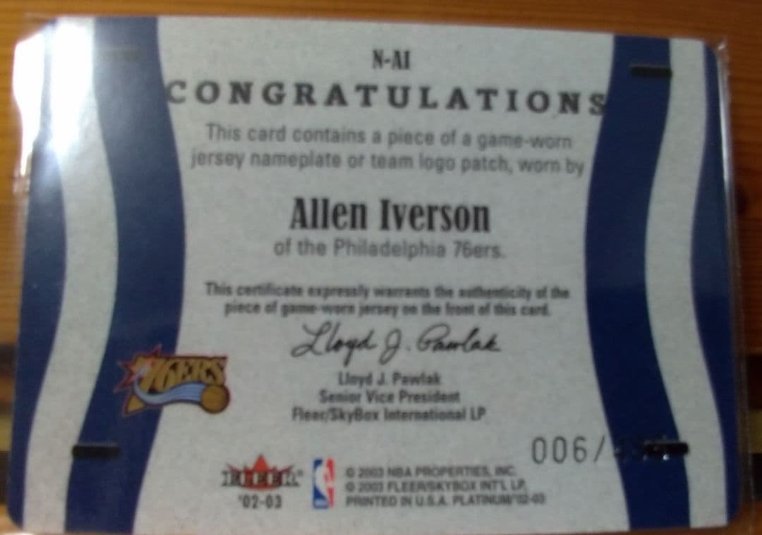 アイバーソン　カード　Allen Iverson 02-03 Fleer