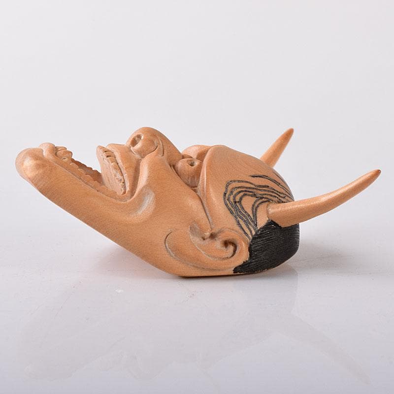 時代提げ物　木彫　面根付　能面　お面　般若面　C　7796