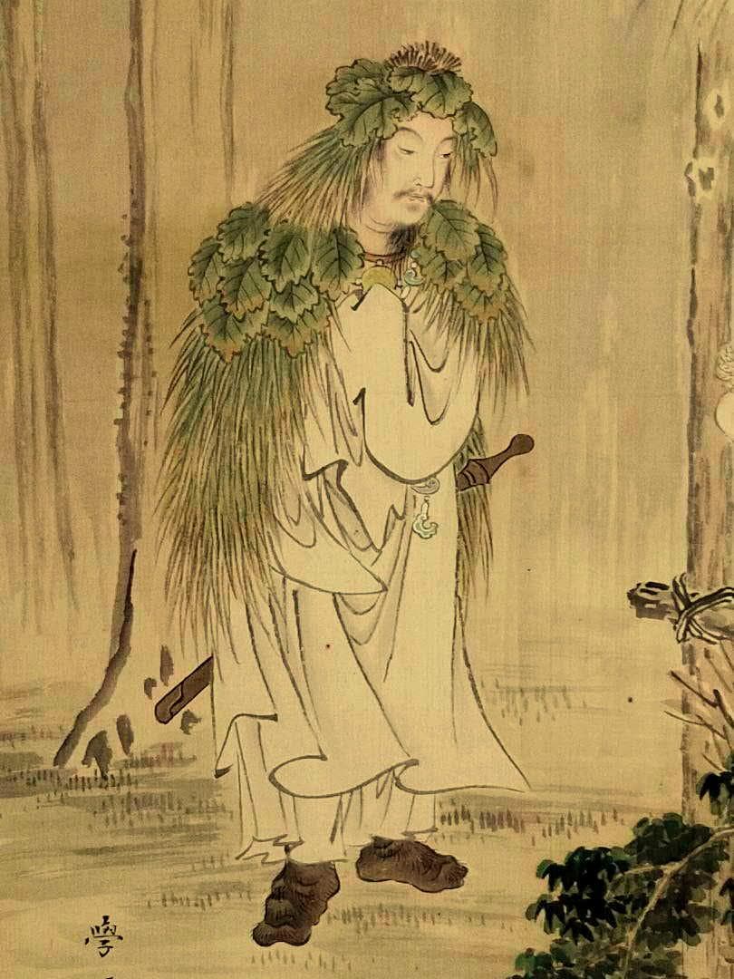 ♥日本画　掛軸　大庭学僊　人物画　桐箱付き　掛け軸　骨董品