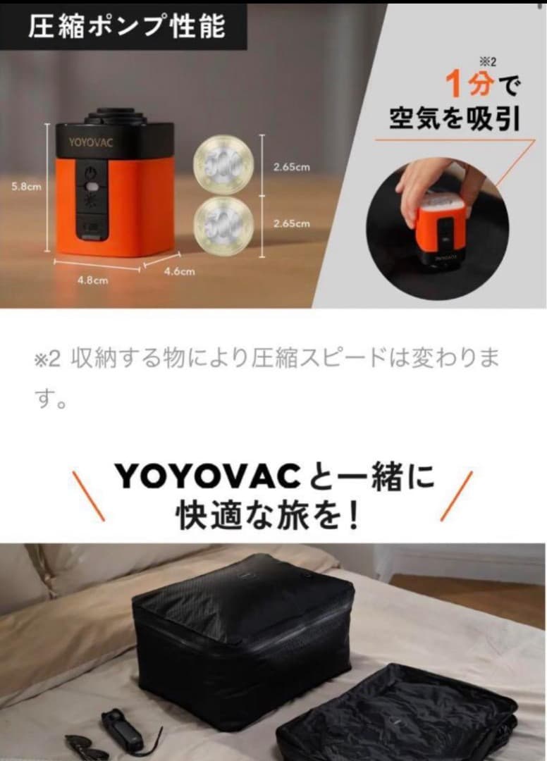 新品未使用 YOYOVAC 圧縮トラベルバッグ ブラック