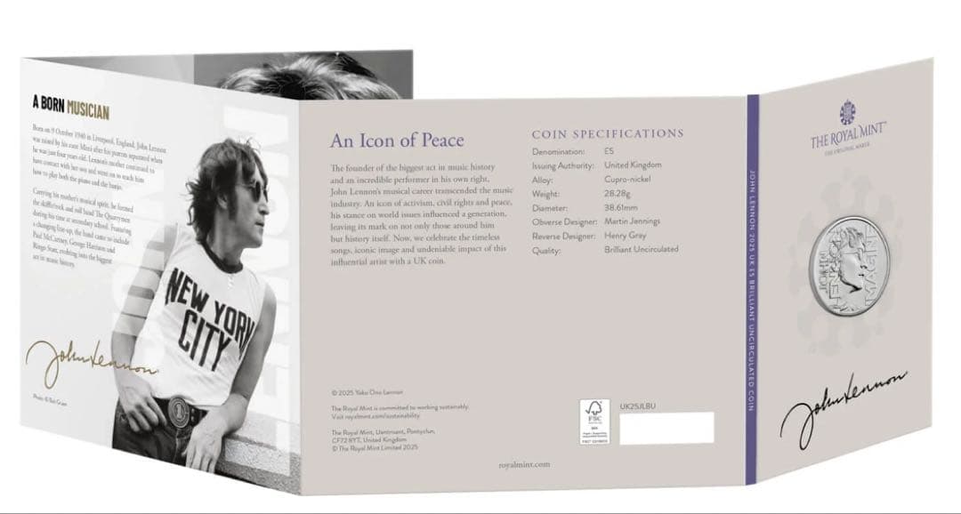 ジョンレノンポールマッカートニー英国記念限定5ポンド友情絆SETビートルズ