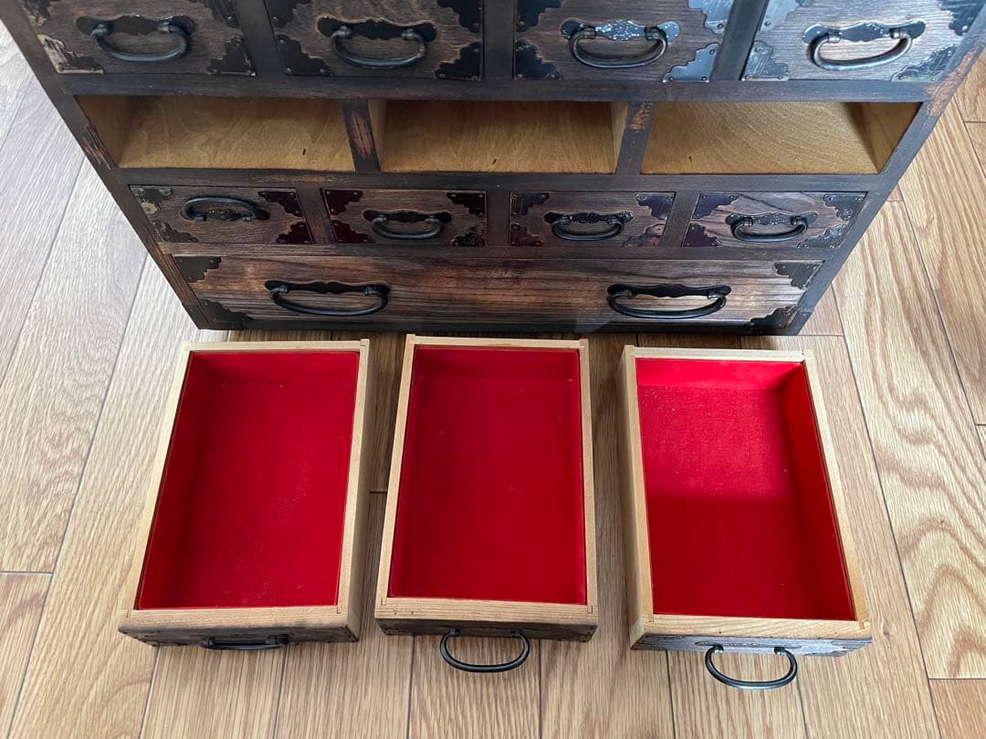 和風木製タンス 古引き出し 小引き出し 小箪笥 車箪笥