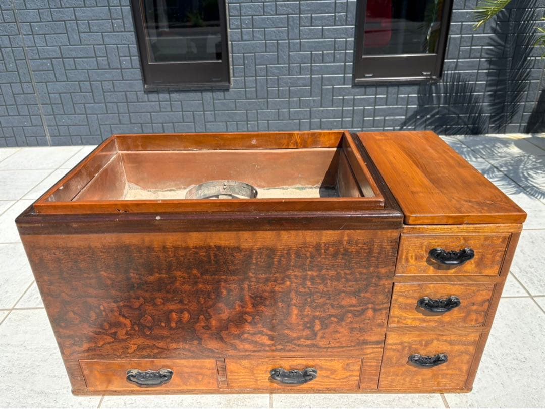 囲炉裏テーブル 座卓 引出し付き 火鉢 ローテーブル 手あぶり 暖炉 和家具