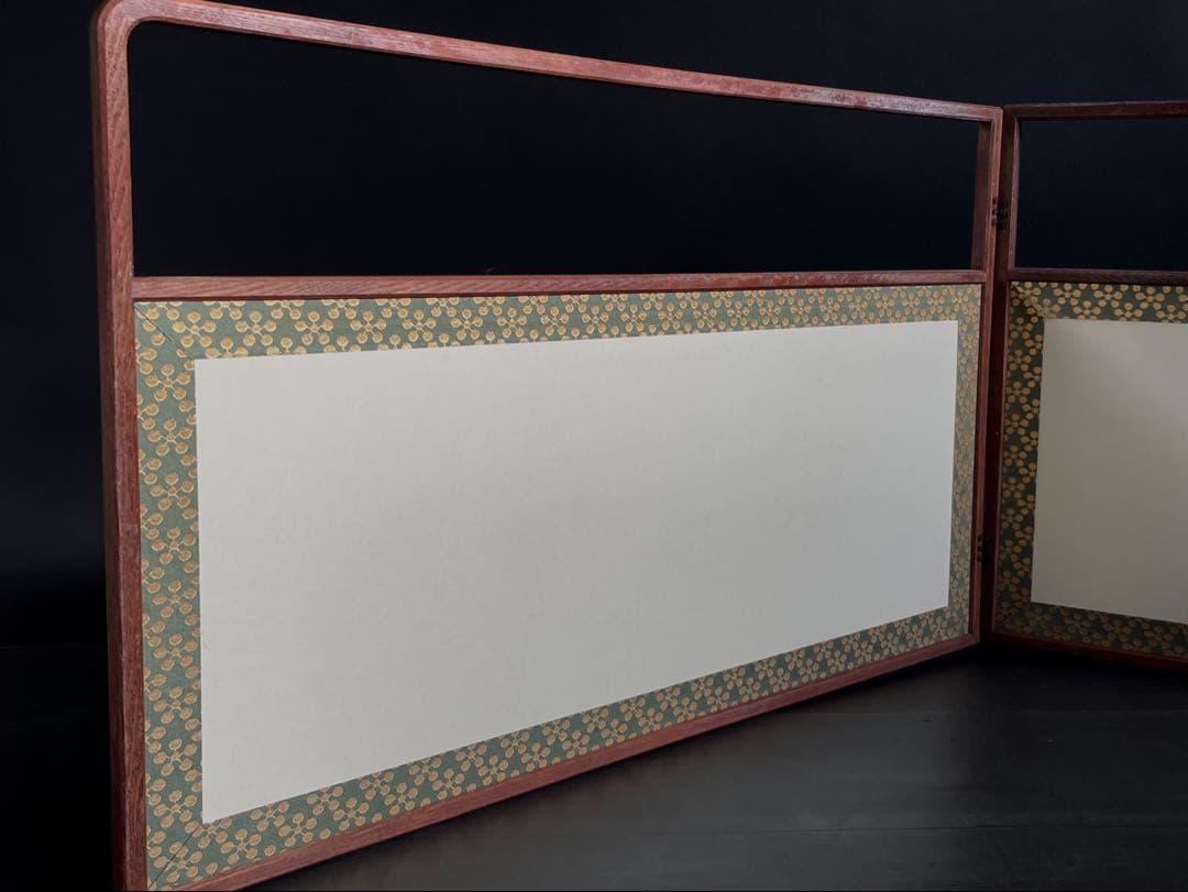 「祖」 利休梅 網代 両面使い 上透かし 桑縁 風炉先屏風 紙箱 （115⑥）