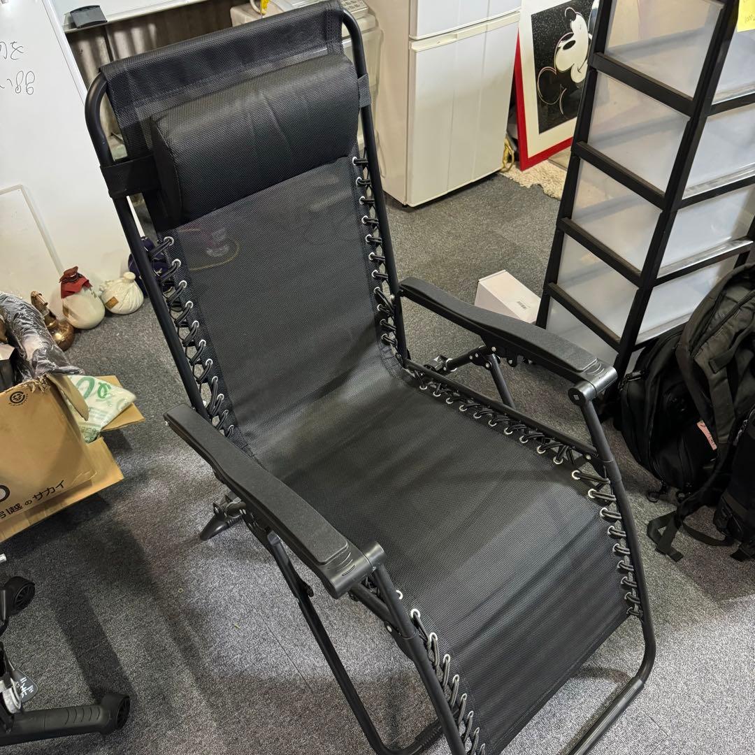 ゼログラビティ 折りたたみ式 リクライニングチェア ガーデンチェア ブラック