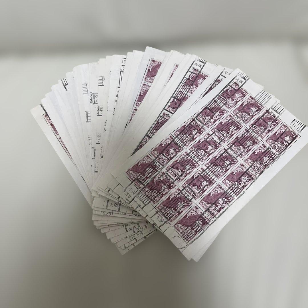 日本 使用済切手 鳳凰 500円 シート定価500000