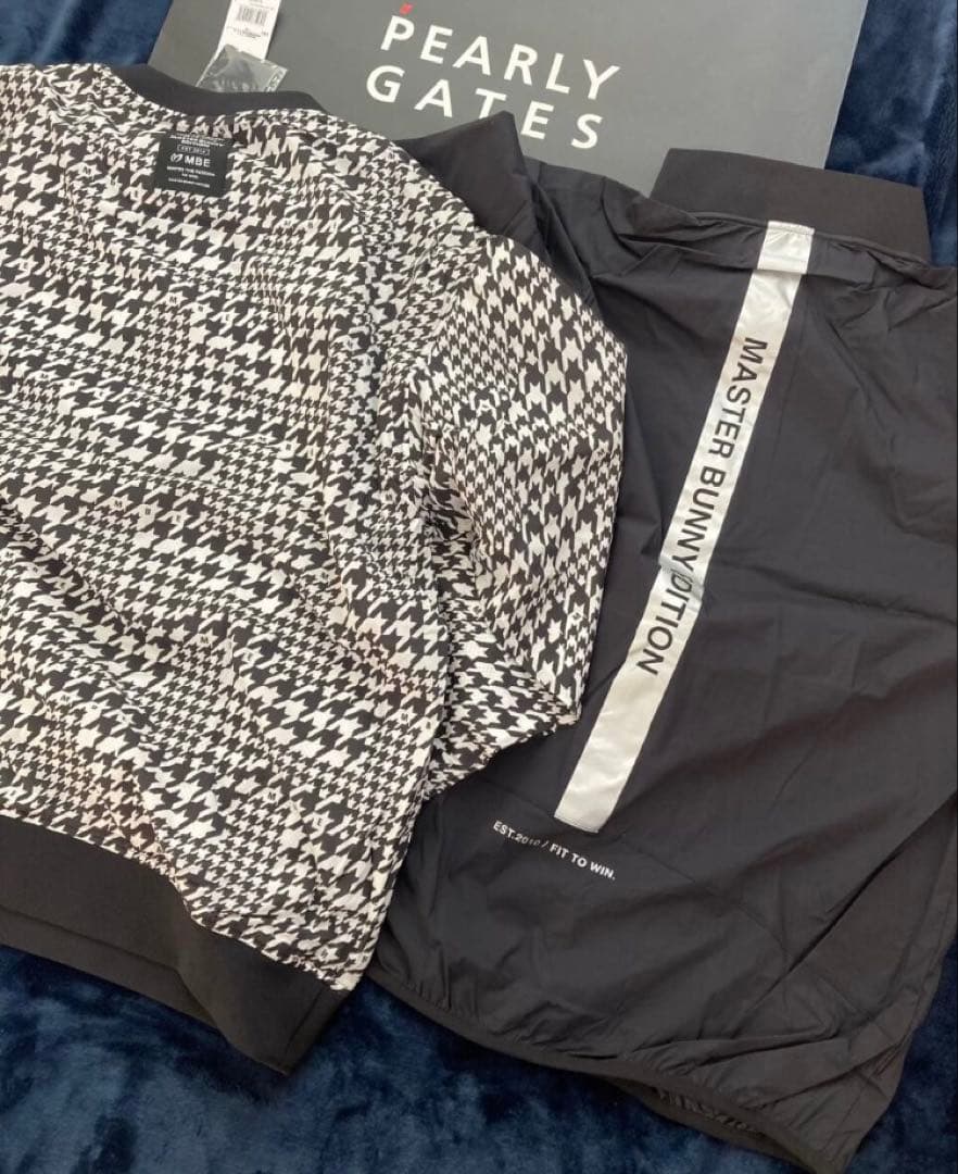 新品 マスターバニー 千鳥柄×ナイロンストレッチ 撥水ジャケット(4)M/白