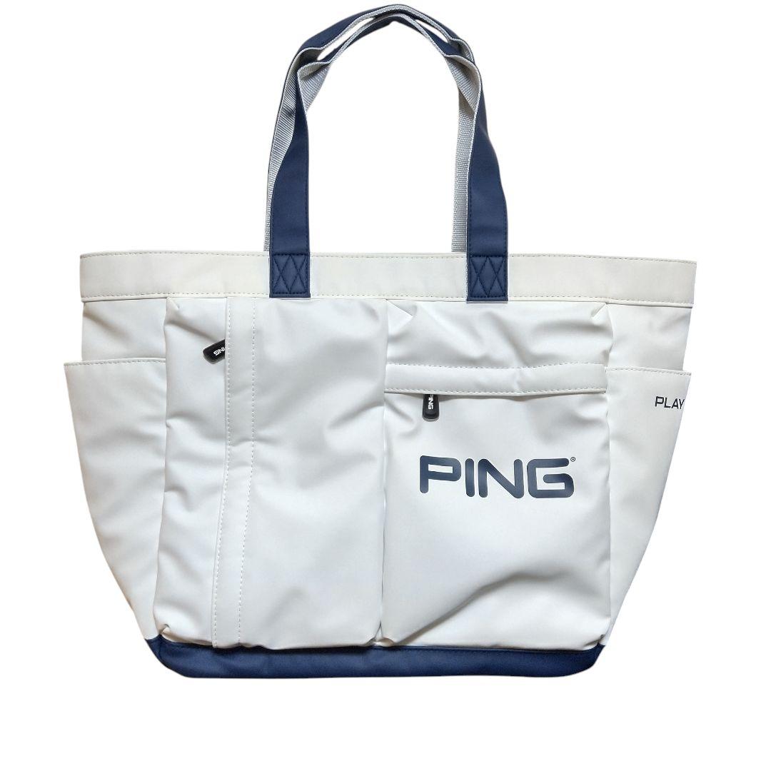 未使用自宅保管 極美品PING 2023 トートバッグ ホワイト/ネイビー