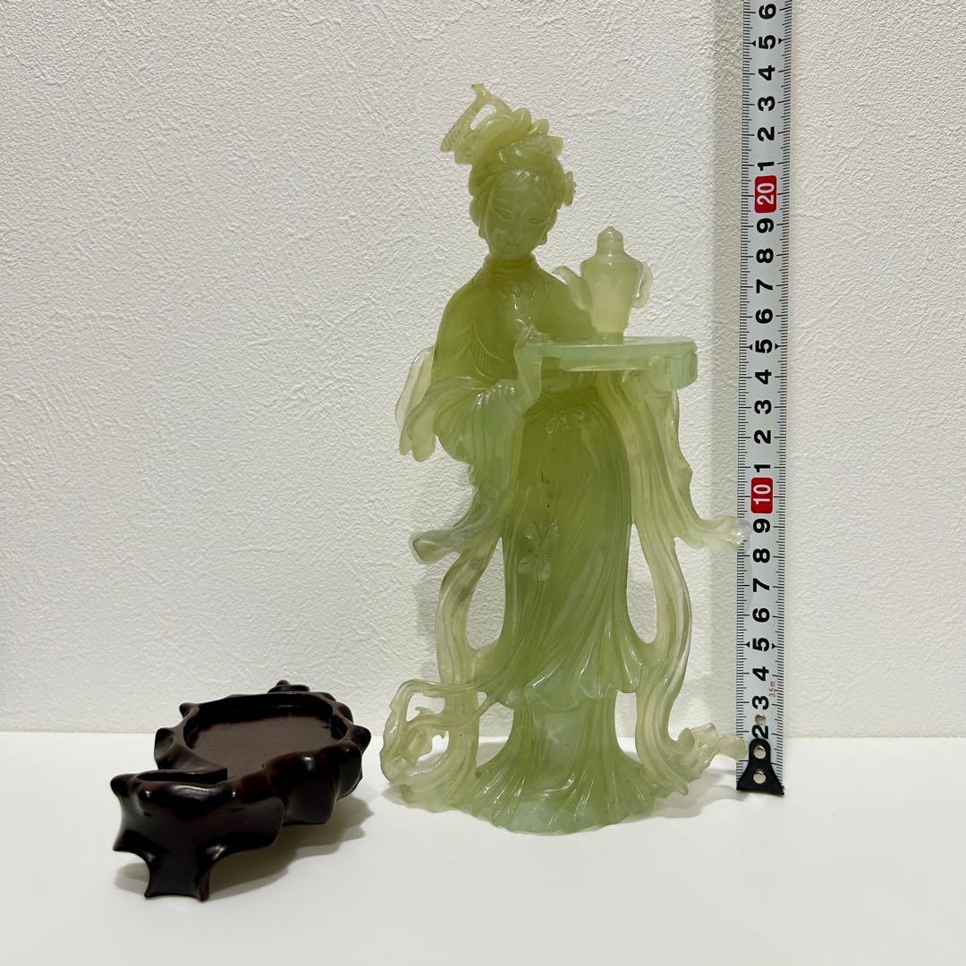中国美術 翡翠 天女 置物