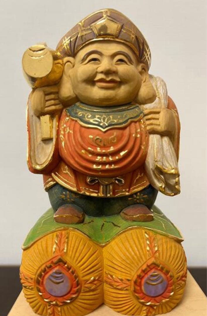 大黒天　新品　美品　仏像　木彫　商売繁盛　柘植　開運