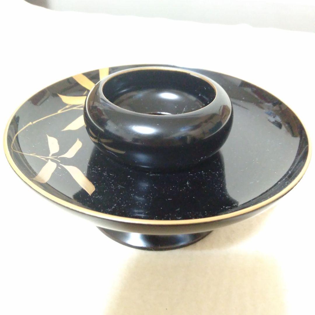 松竹梅蒔絵入　木製茶台十客