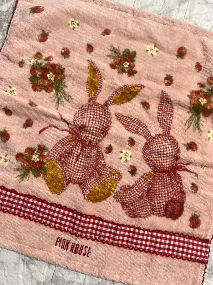 ピンクハウス　ギンガムうさぎ　ウォッシュタオル