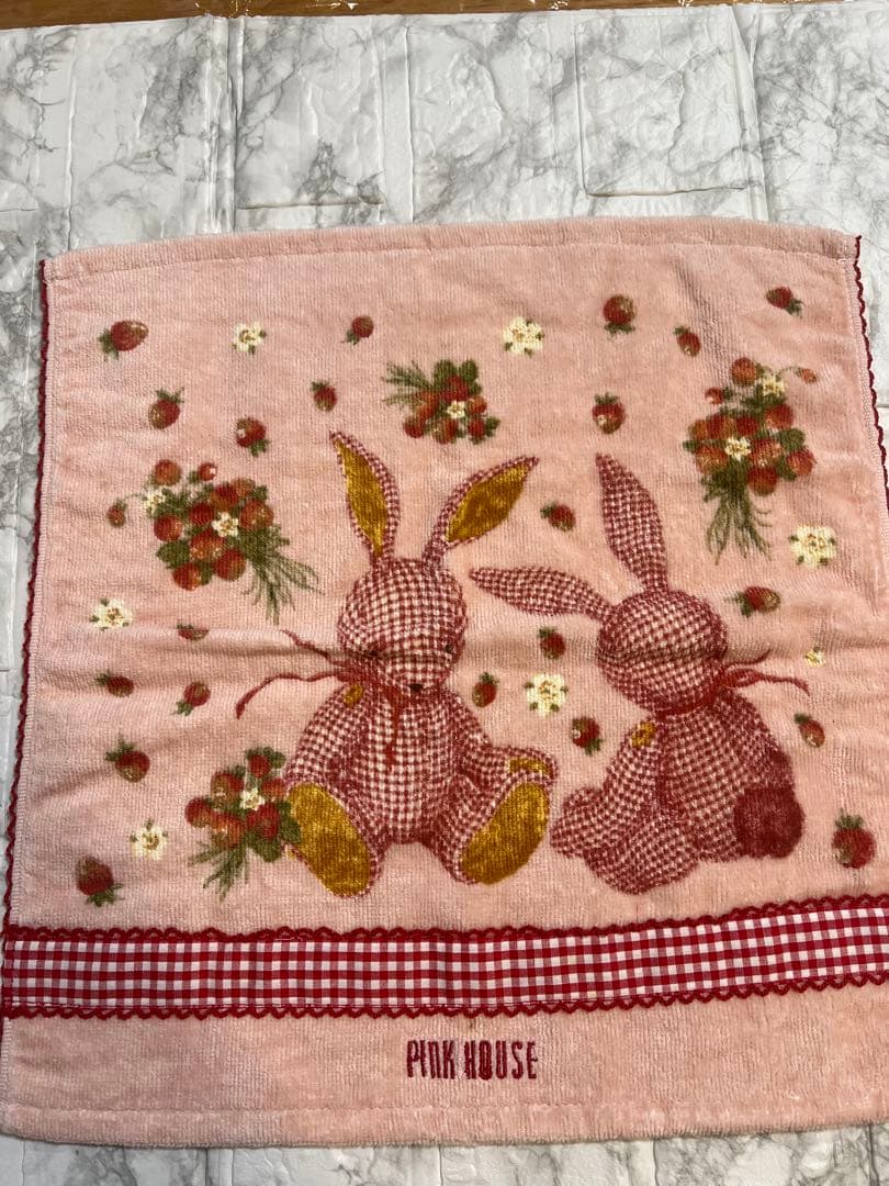 ピンクハウス　ギンガムうさぎ　ウォッシュタオル