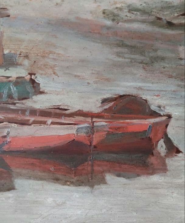 「銀之汀」加藤静児 油絵 板絵