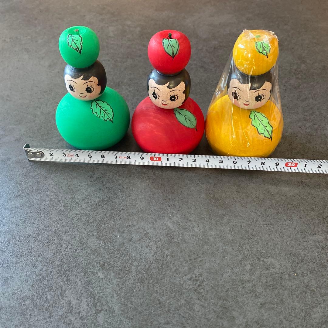 伝統こけし津軽系こけし/山谷レイ工人こけし 津軽りんご三姉妹こけし