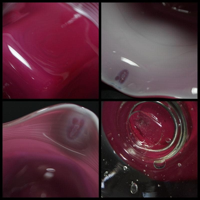 アンティーク大正ウランガラス宙吹き千筋文大型氷コップグラス花器 気泡入美品希少品