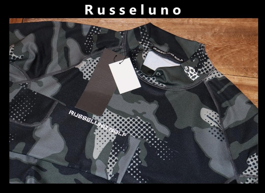 新品 ラッセルノゴルフ ルチャマスク モックネック カモフラシャツ (XL) Ⓗ