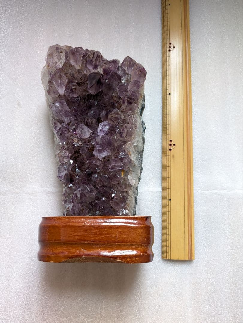 アメジスト 結晶塊 木製台座付き