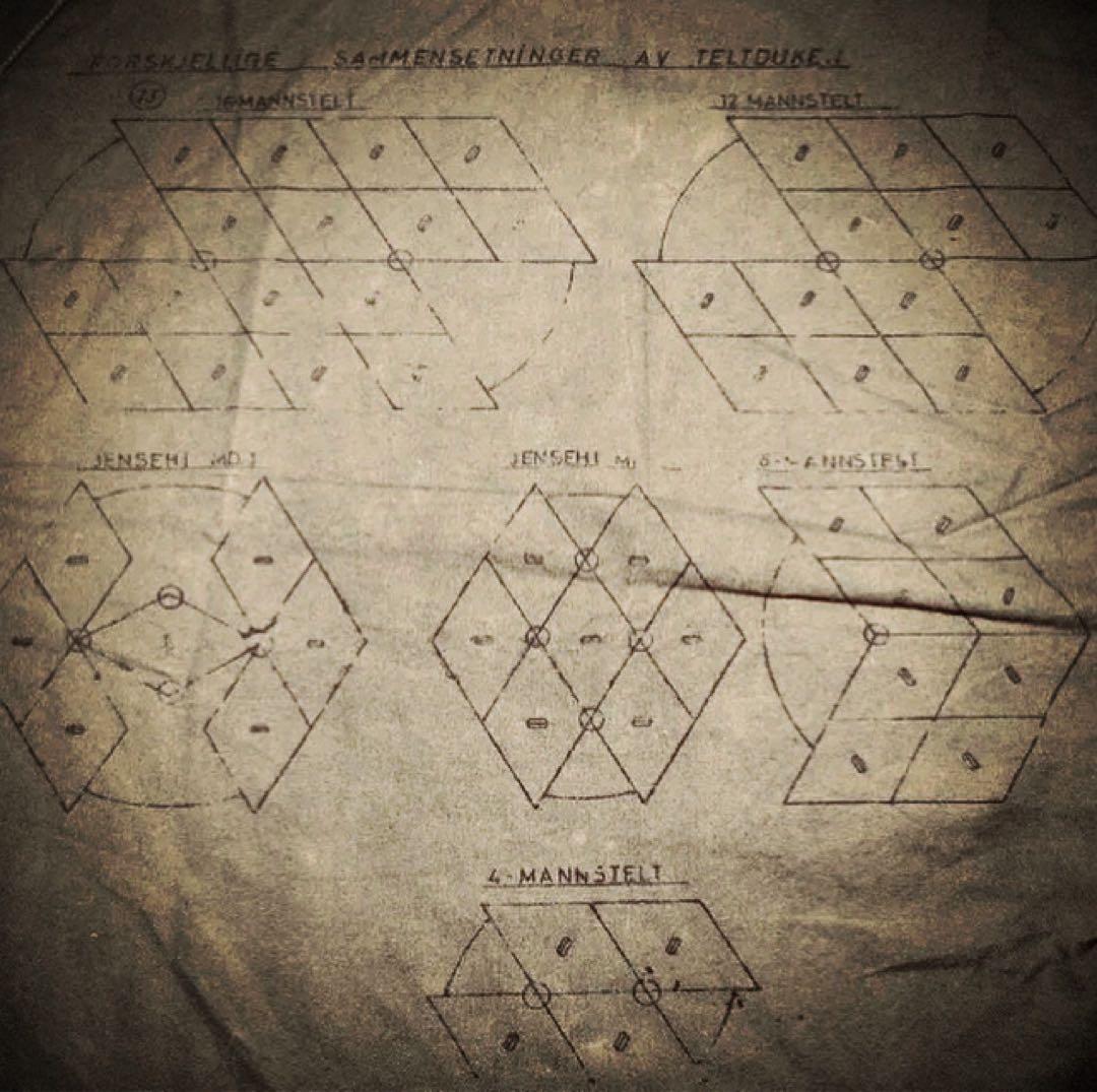 【軍幕屋】希少★ノルウェー軍テント★ボタンロスなし美品★4枚組★ポール8本付