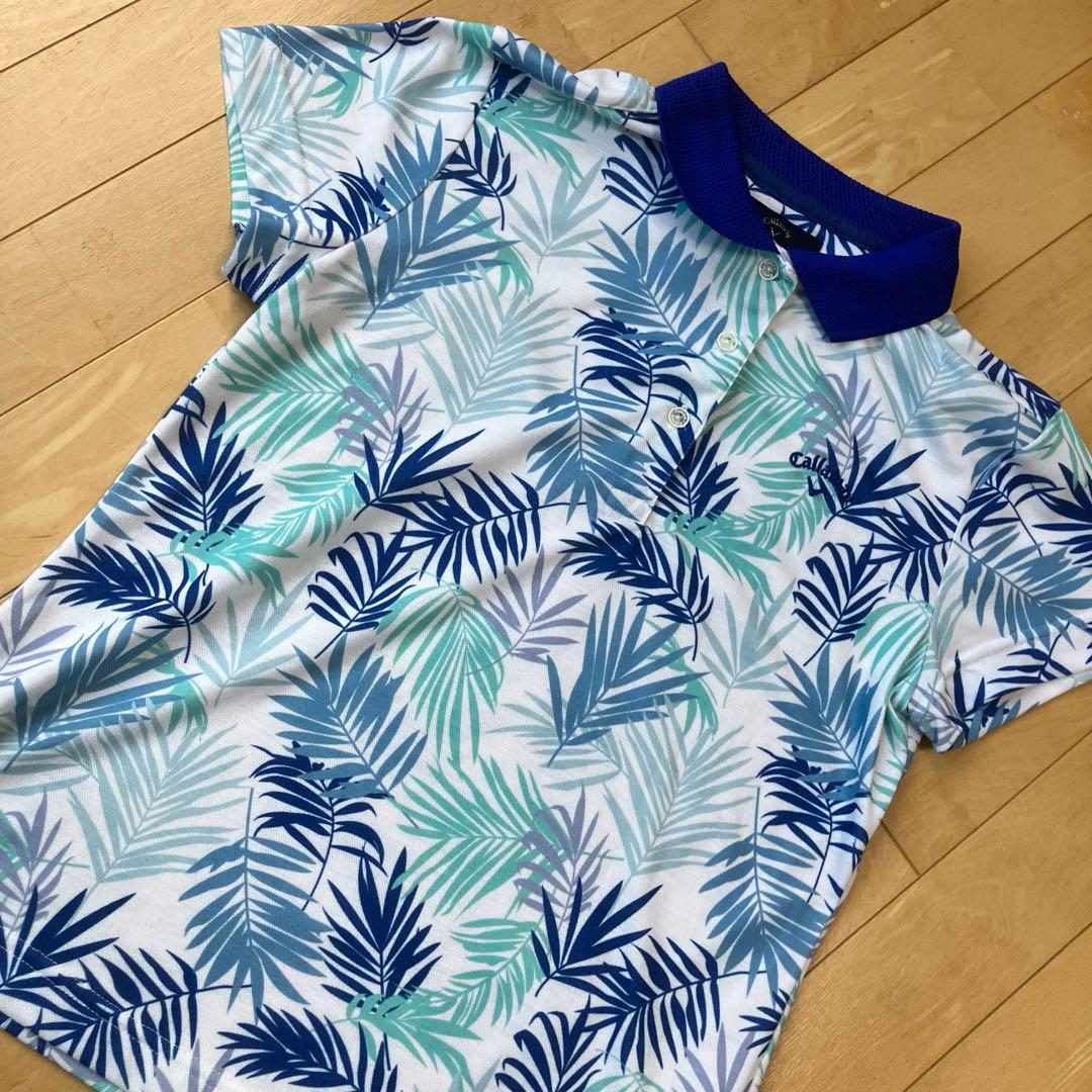 極美品キャロウェイゴルフポロシャツマルチカラーブランドロゴ刺繍リーフ柄葉柄セット