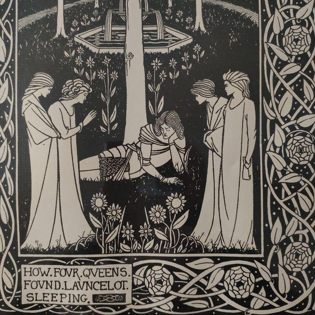 ビアズリー　大判ラインブロック『アーサー王の死 四女王眠れるランスロット』
