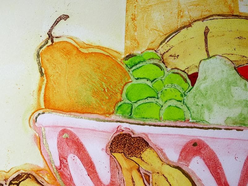 マーク・スペイン／銅版画「フルーツボウル」／直筆サイン・エディション有り／額装品