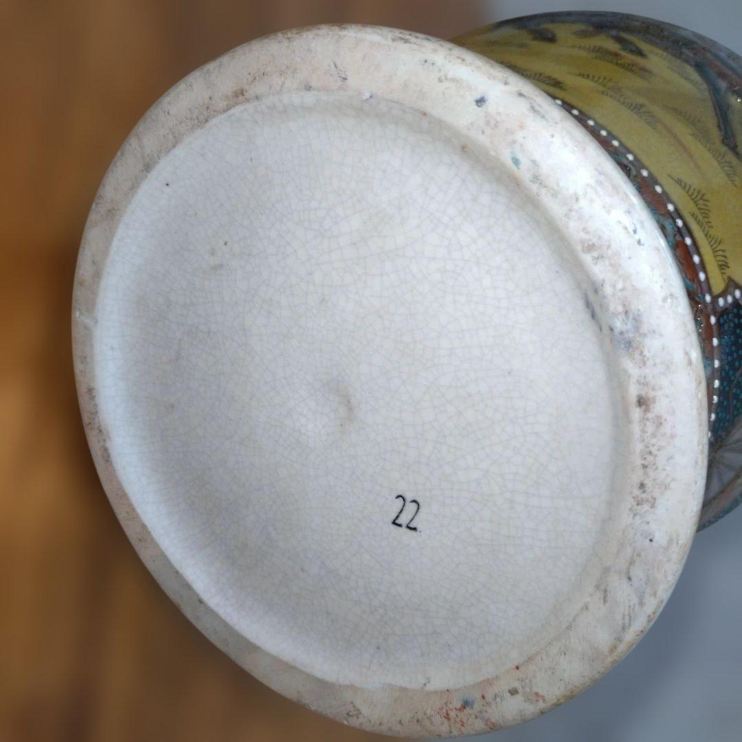 飾り壺　戦国武将　絵図 花瓶 大壺　アンティーク　ヴィンテージ