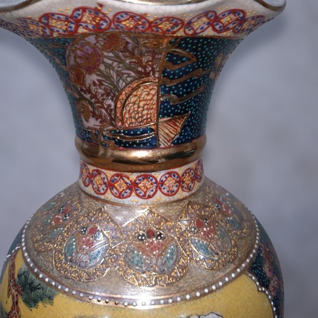 飾り壺　戦国武将　絵図 花瓶 大壺　アンティーク　ヴィンテージ