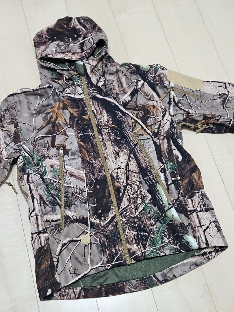 ②リアルツリー柄 迷彩服 セットアップ 上下セット 冬用ジャンパー サバイバル