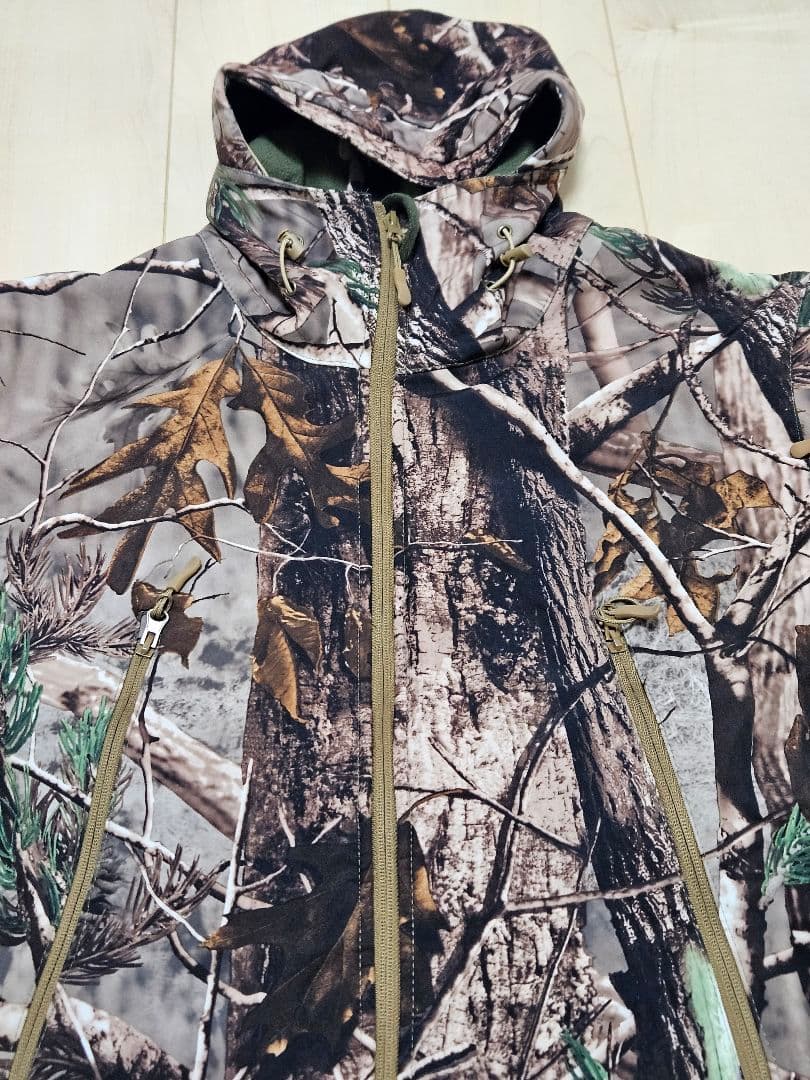 ②リアルツリー柄 迷彩服 セットアップ 上下セット 冬用ジャンパー サバイバル