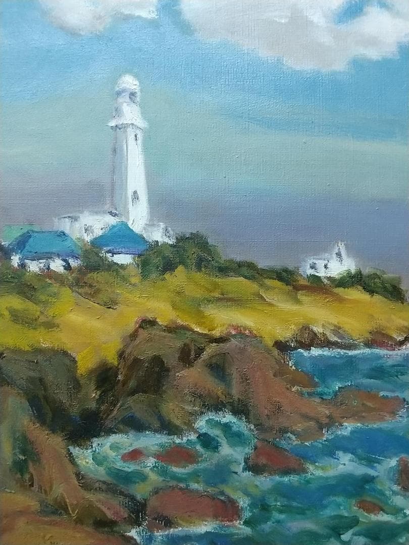 F8「雲流れる房州白浜」 絵画 油絵 油彩画 風景画 アート