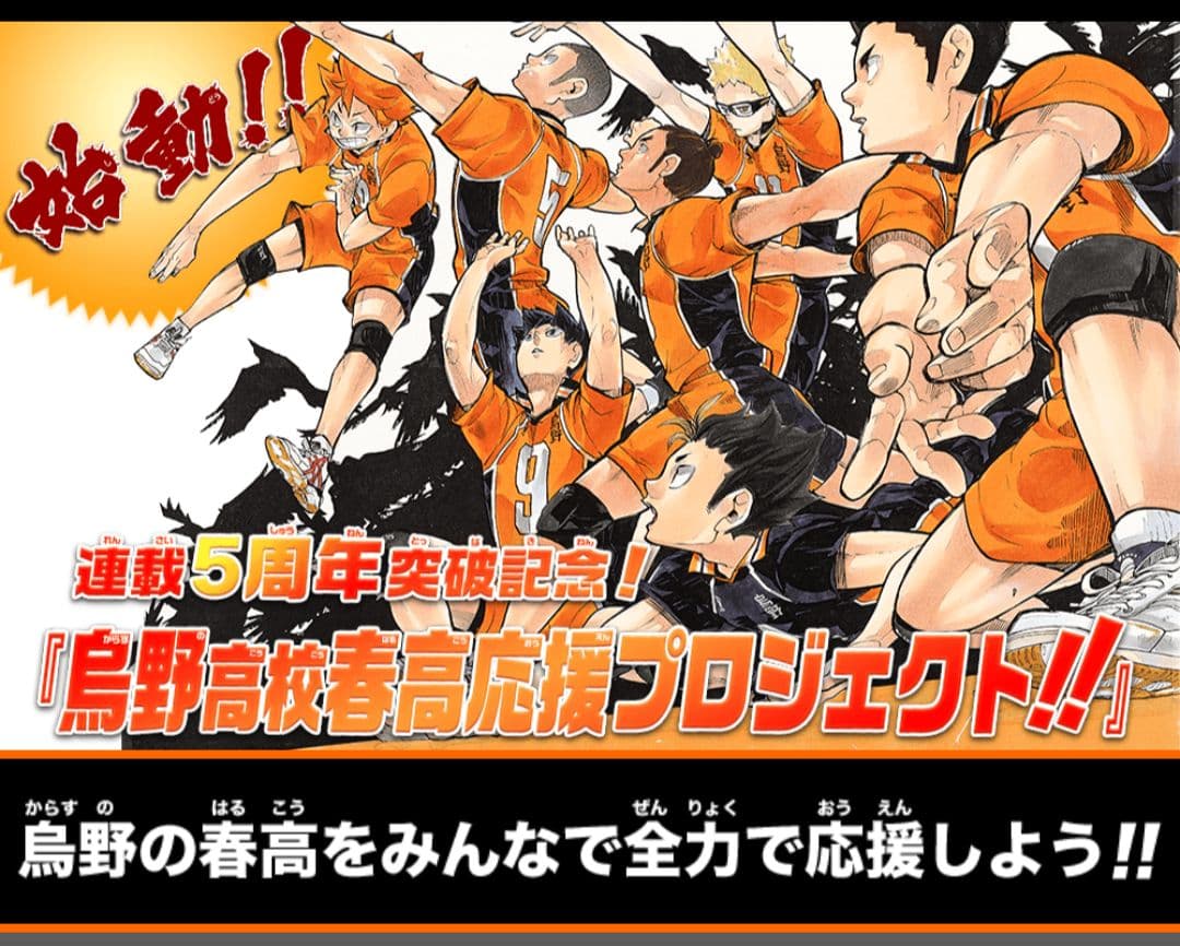 「連載5周年突破記念！ 『烏野高校春高応援プロジェクト！！』」当選品ビッグタオル
