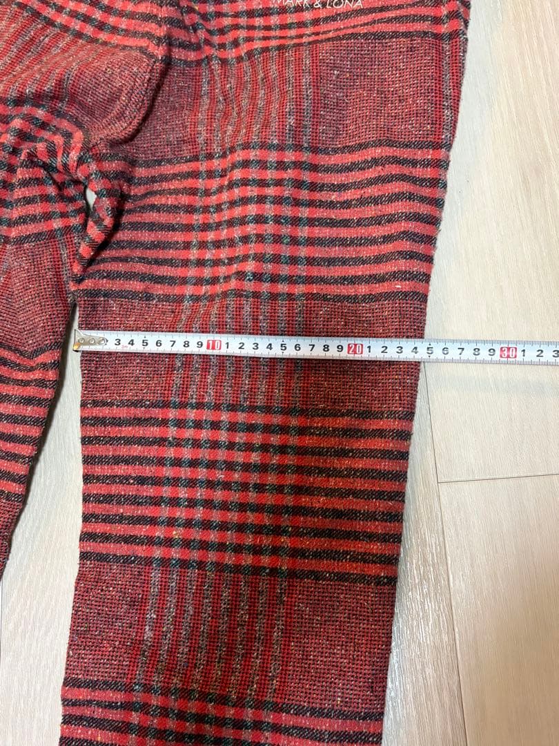 MARK & LONA 赤黒チェック パンツ メンズ L マークアンドロナ