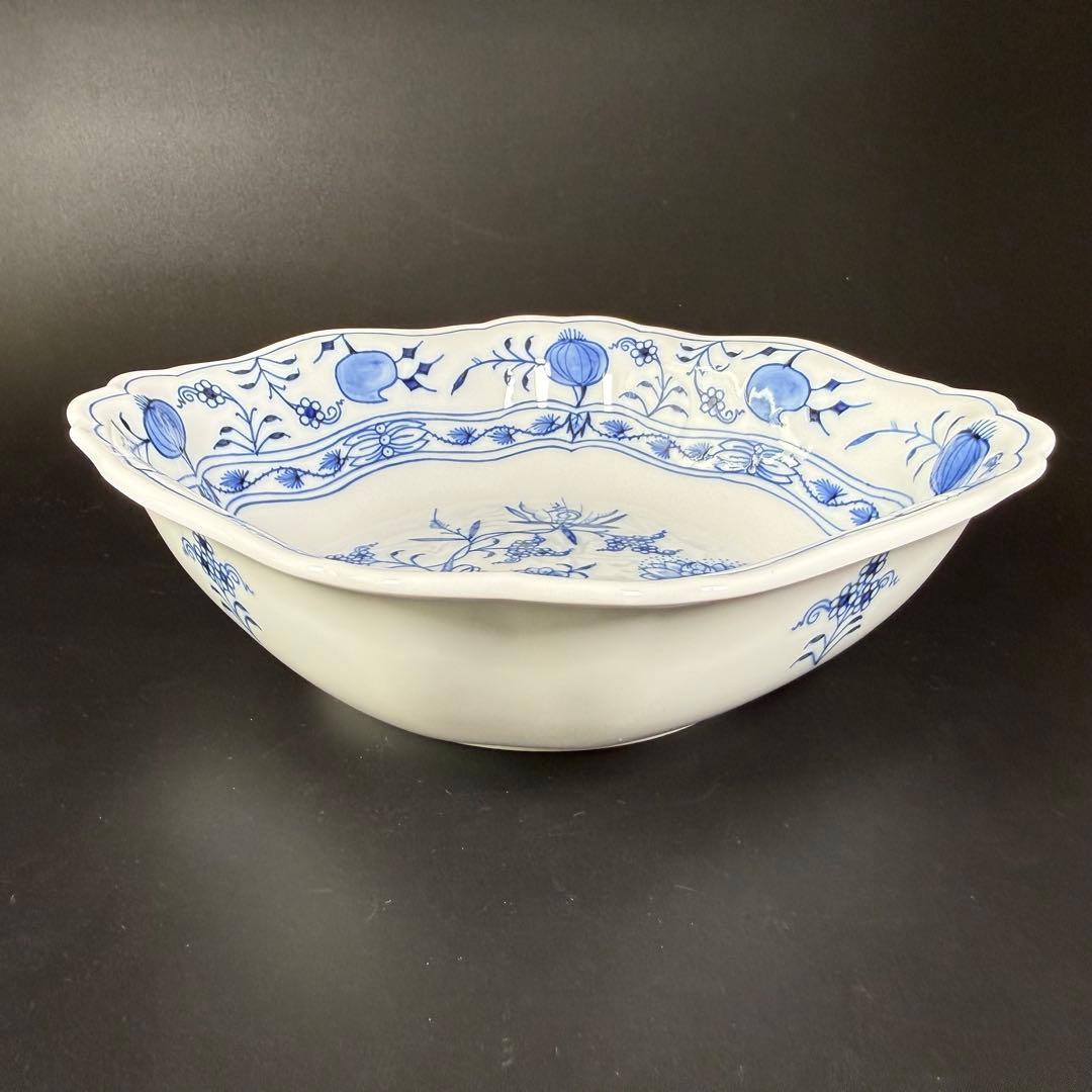 新品 マイセン ブルーオニオン スクエアボウル深皿(23cm)1枚、1級品