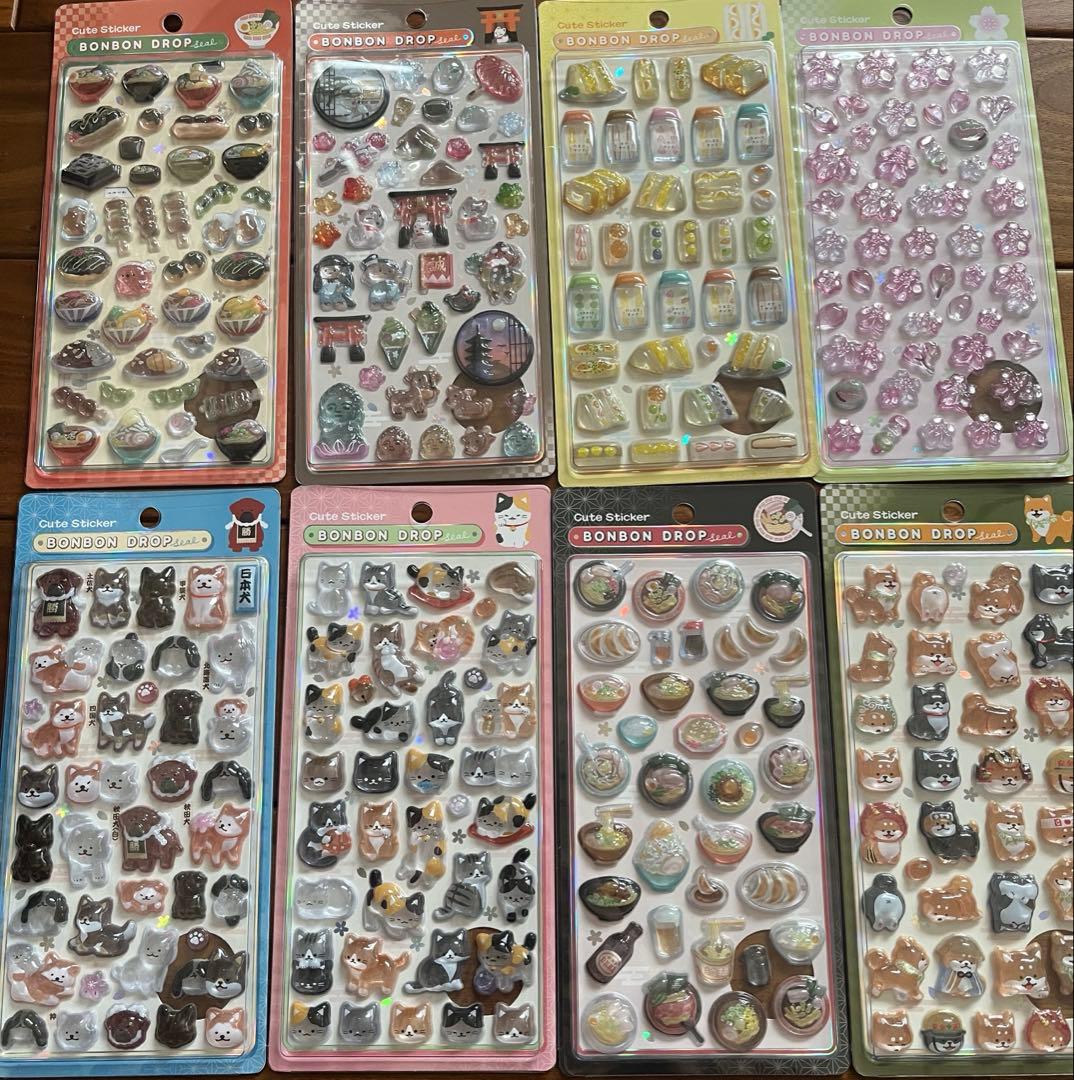 ボンボンドロップ　和柄　たまご　古都　柴犬　猫　ラーメン8点