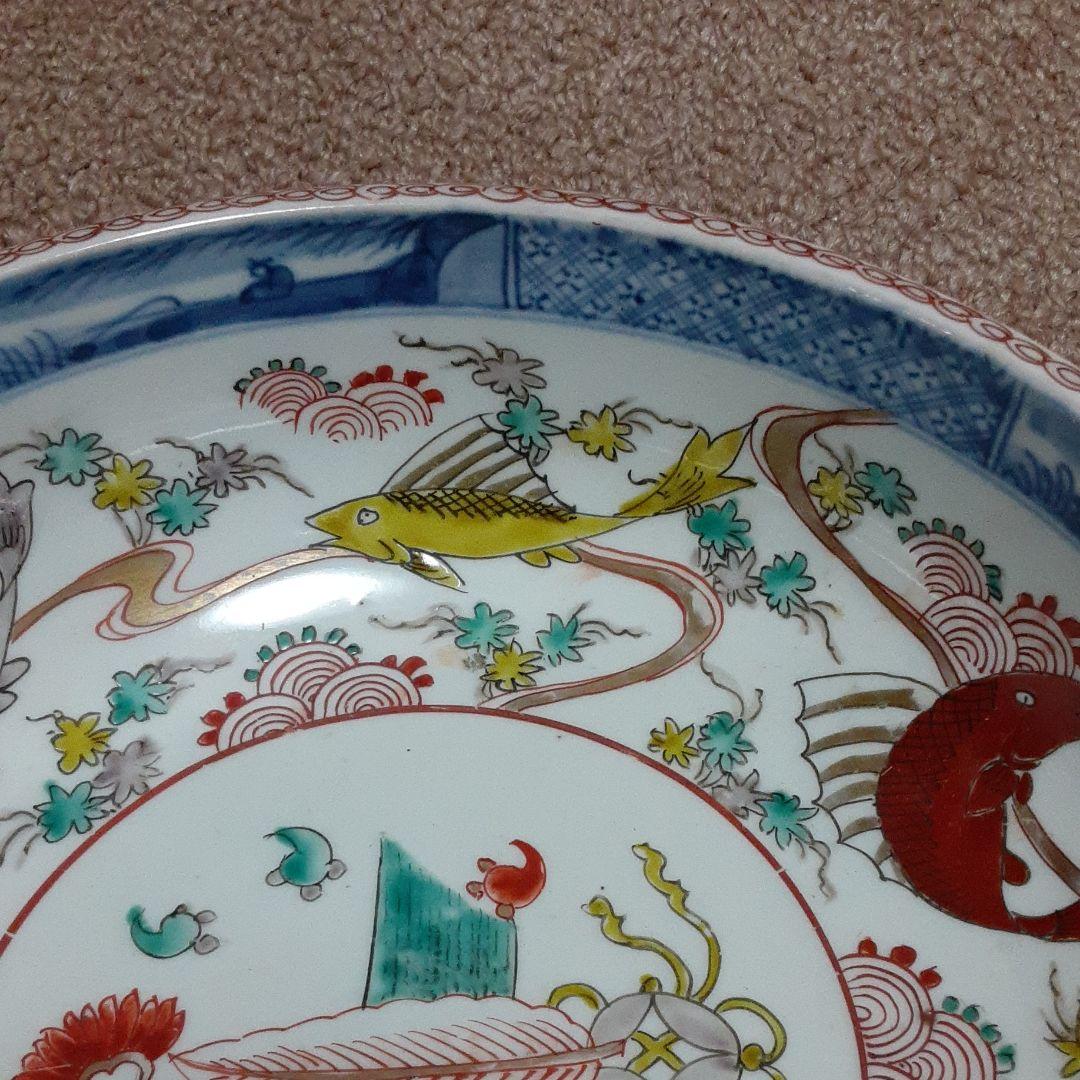 古い伊万里鉢皿椀/手描き水草魚貝吉祥紋/紅葉鯛宝珠/二重高台唐草紋/有田唐津焼