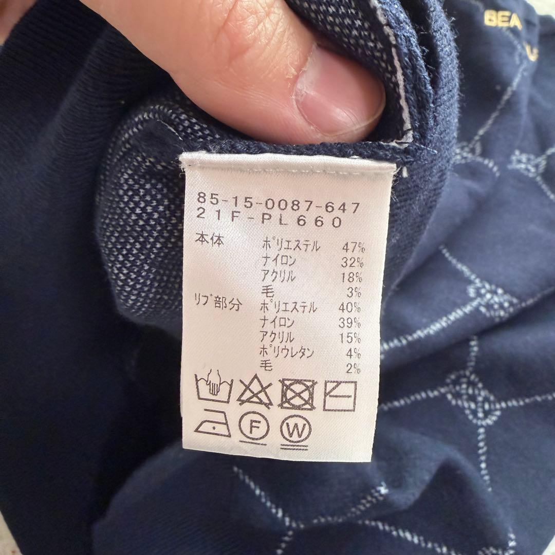 近年未使用級　ビームスゴルフ　ニット　セーター　ゴルフウェア　ロゴ刺繍　総柄