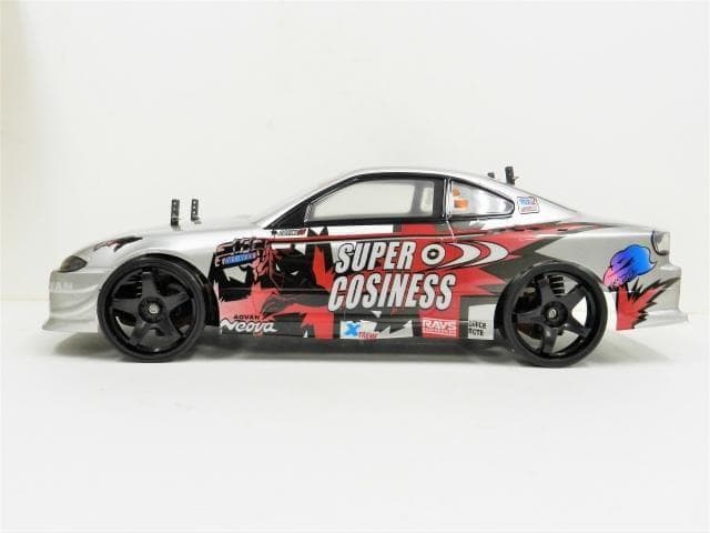 ターボ機能付 1/10 ドリフトラジコンカー S002 銀/赤 スペアボディー付