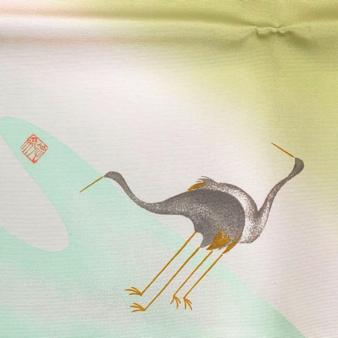 【帛紗1 友禅　岸　うぐいす色】北村徳齋