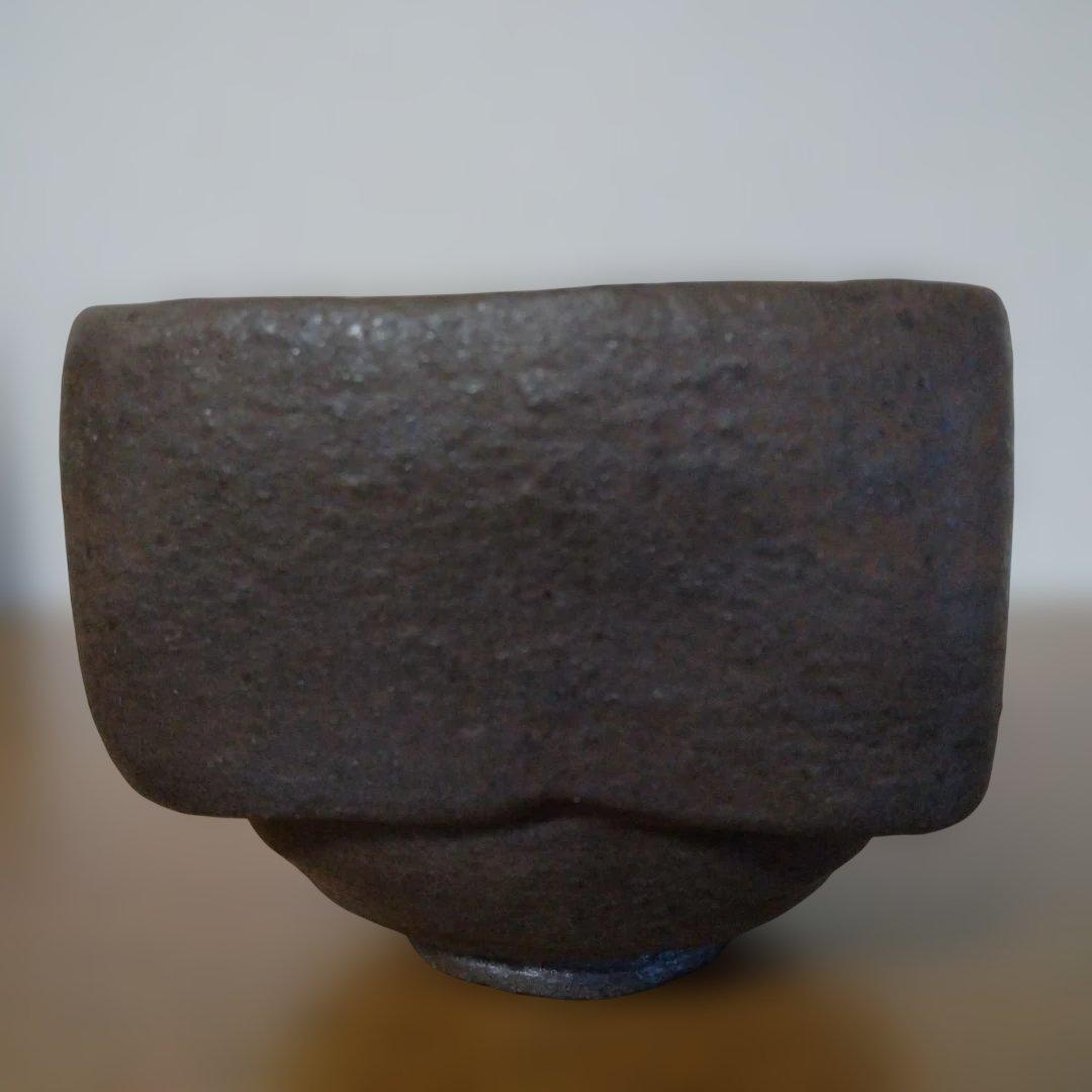 京都　帰来窯　佐々木虚室さんの「四方形　黒茶盌」